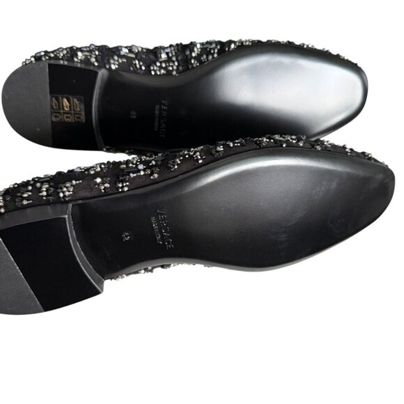 Versace 1003792 Men\'s Black leather loafer‎ embellished beading, 42 main image 6